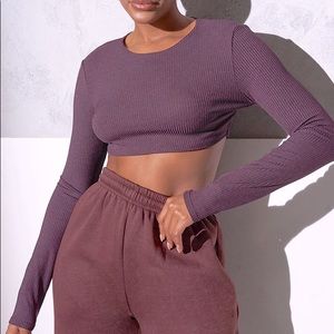 PᄂƬ • Chocolate Long Sleeve Crop Top